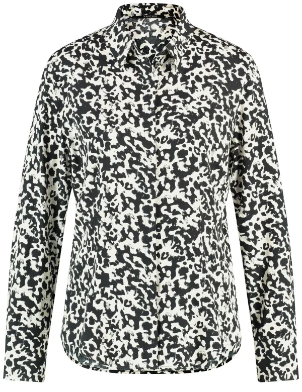 Taillierte Hemdbluse mit Allover-Print