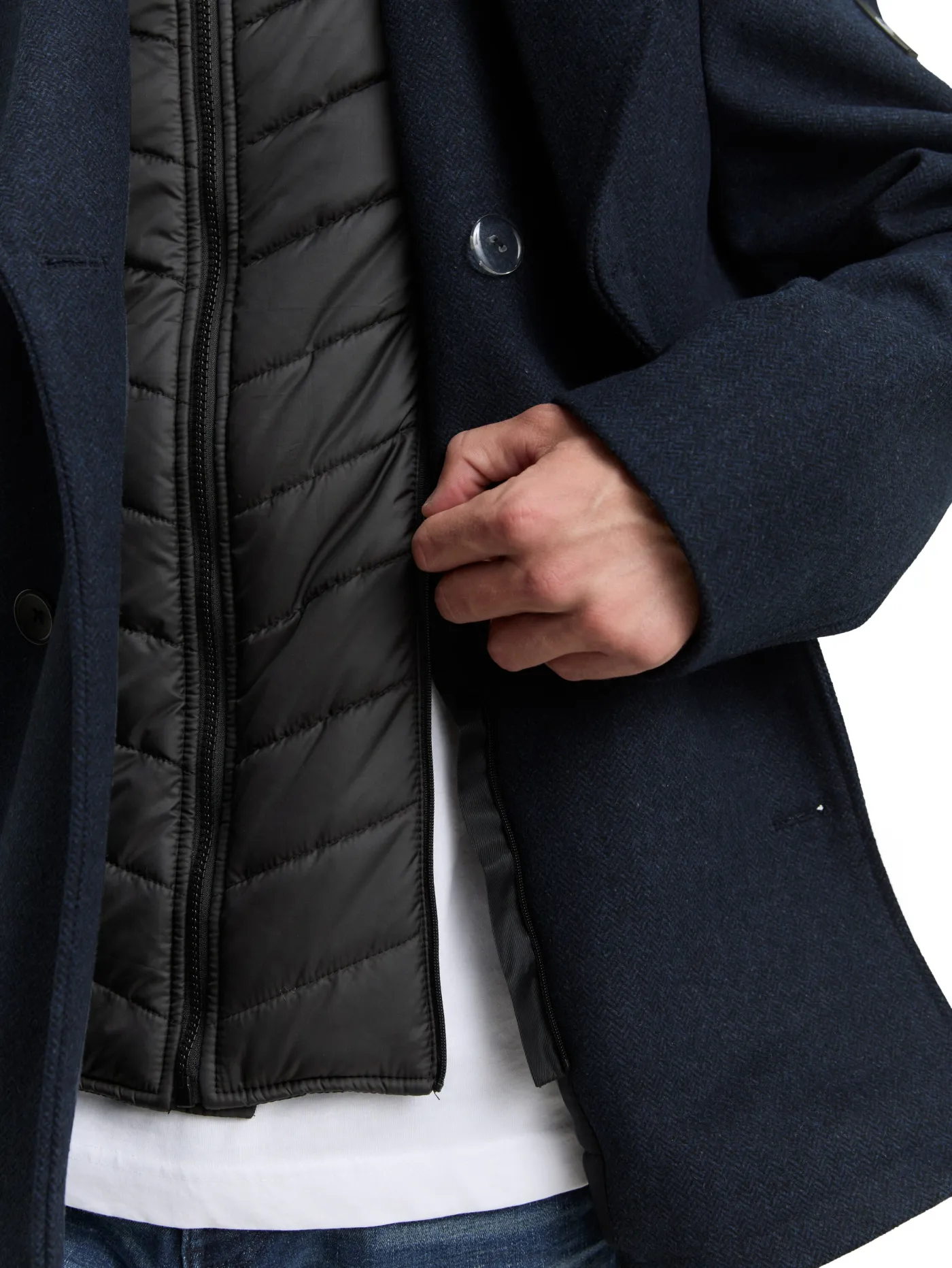 2-in-1 Wolljacke mit abnehmbarer Innenjacke