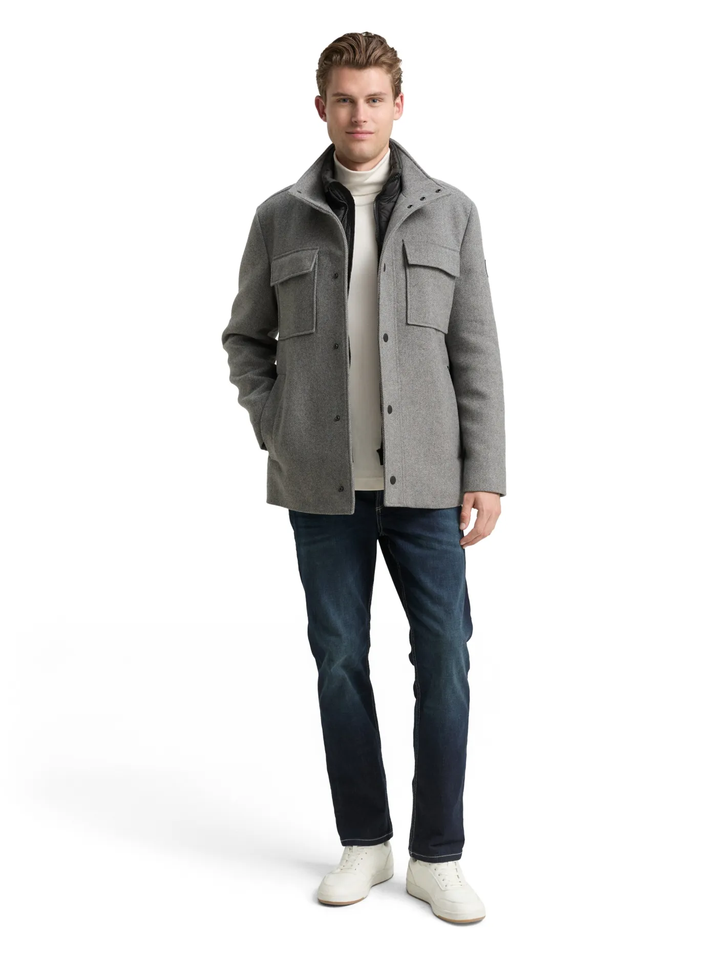 2-in-1 Wolljacke mit abnehmbarer Innenjacke