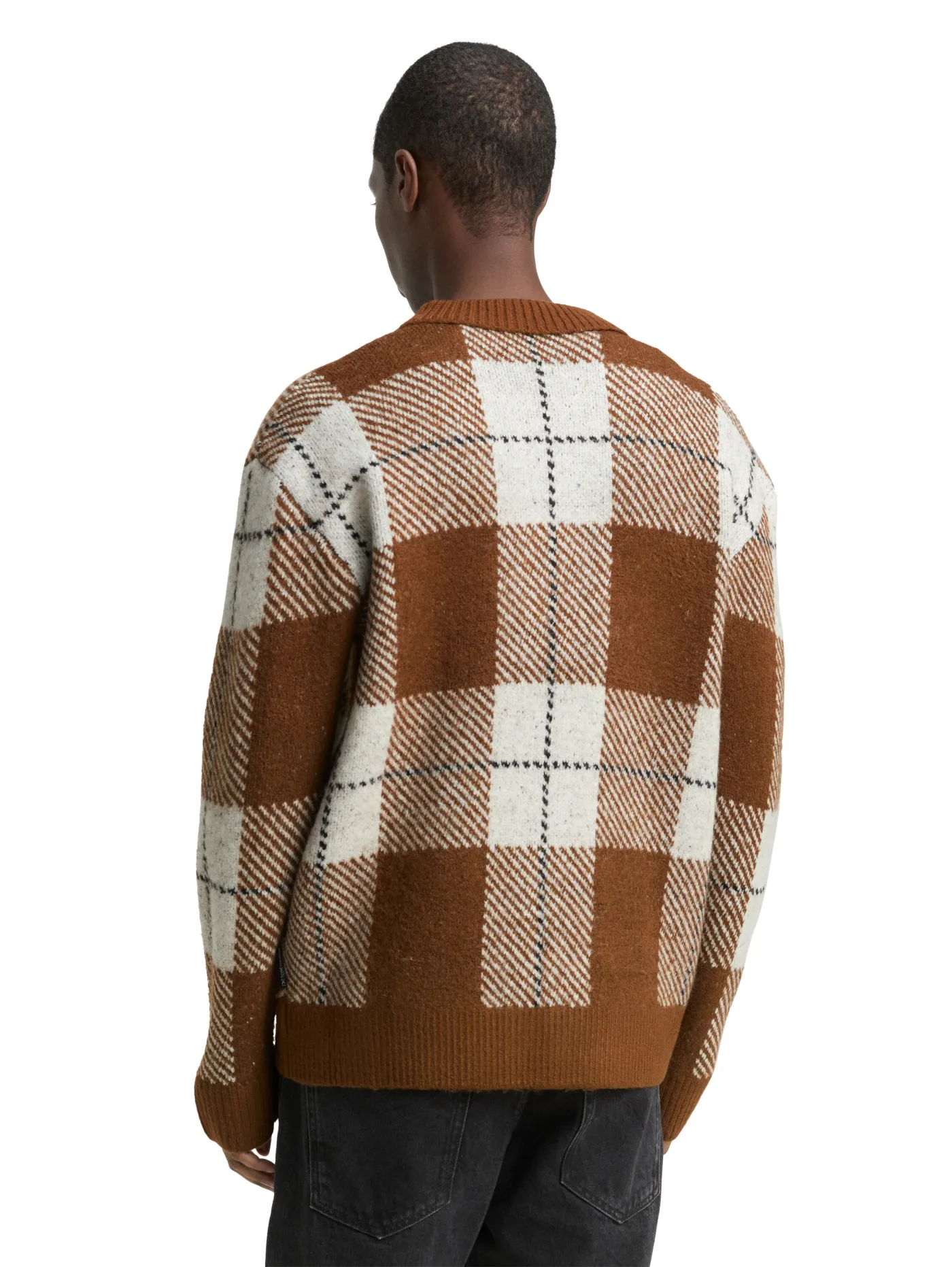 Relaxed Fit Strickjacke mit Karomuster