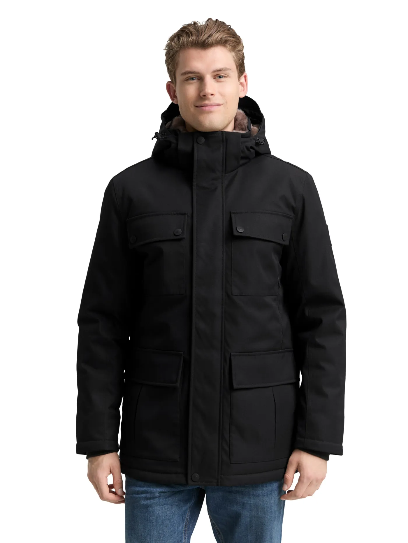 Übergangsjacke mit aufgesetzten Taschen