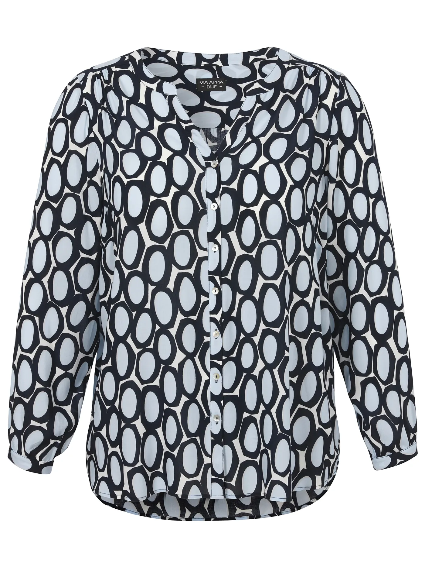 Bluse V-Ausschnitt 1/1 Arm Druck