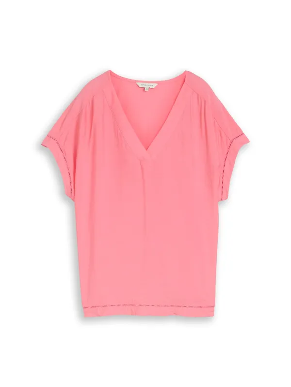 Loose Fit Bluse mit V-Ausschnitt