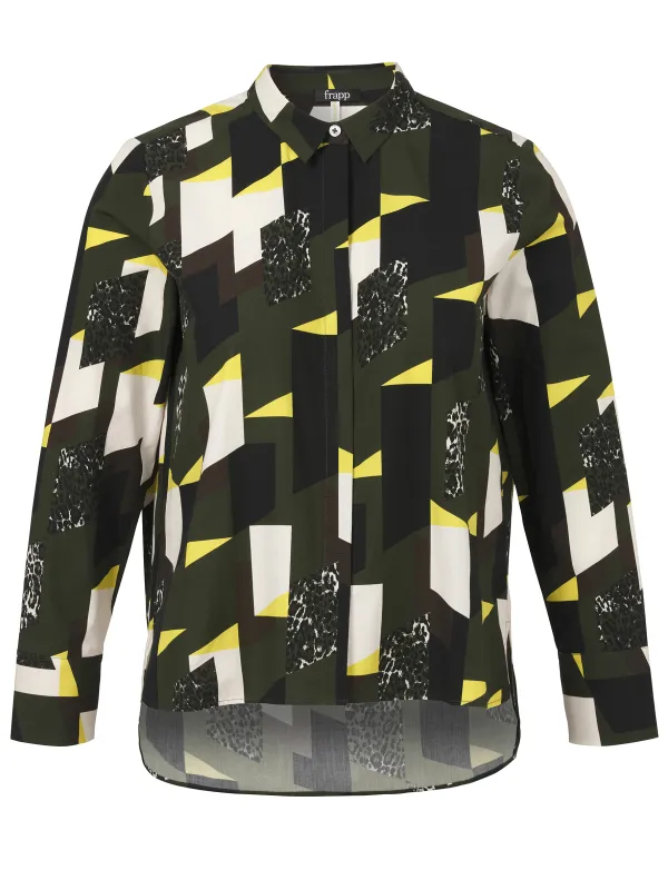 Bluse Hemdkragen 1/1 Arm Druck