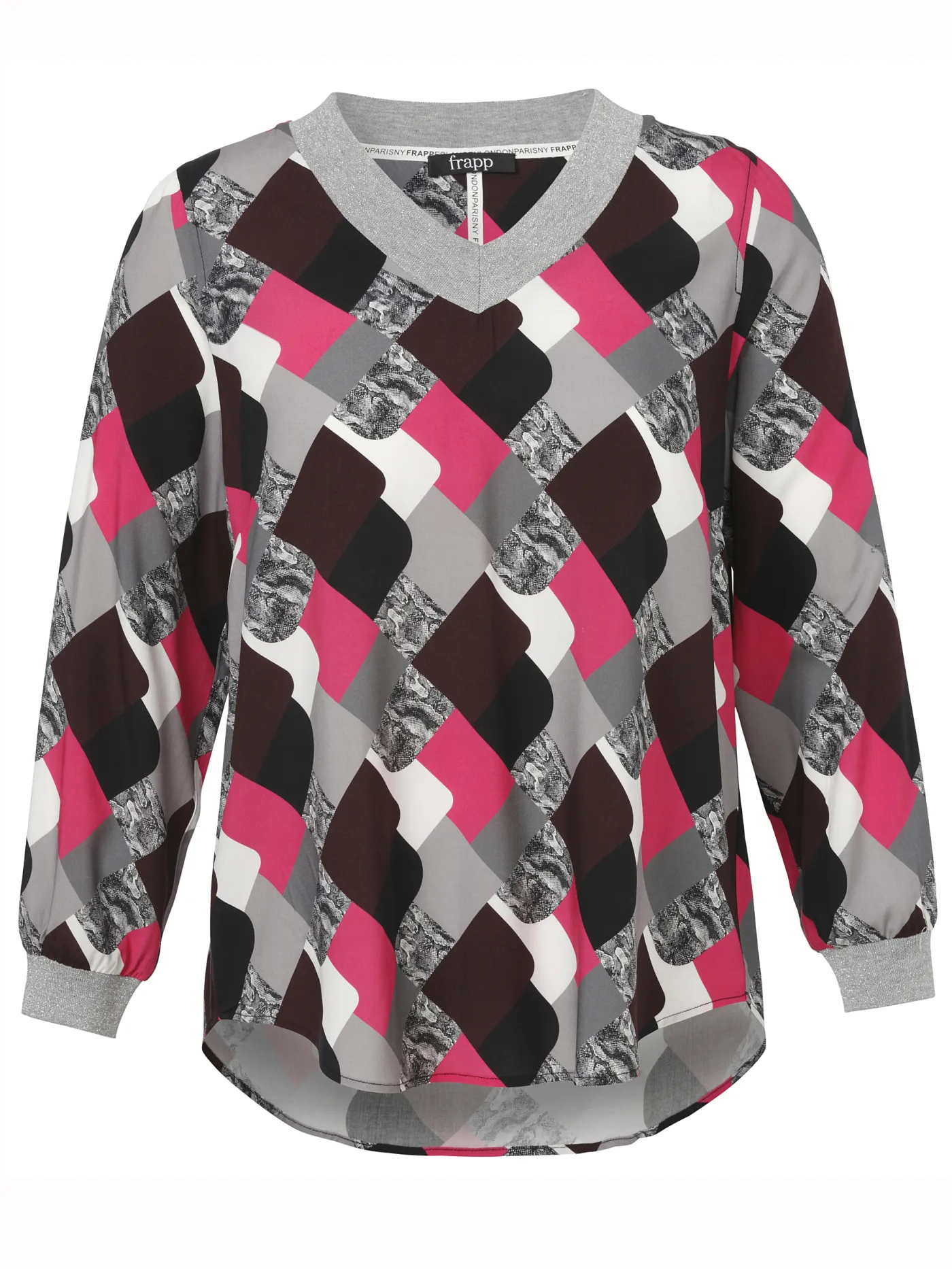 Bluse V-Ausschnitt 1/1 Arm Druck