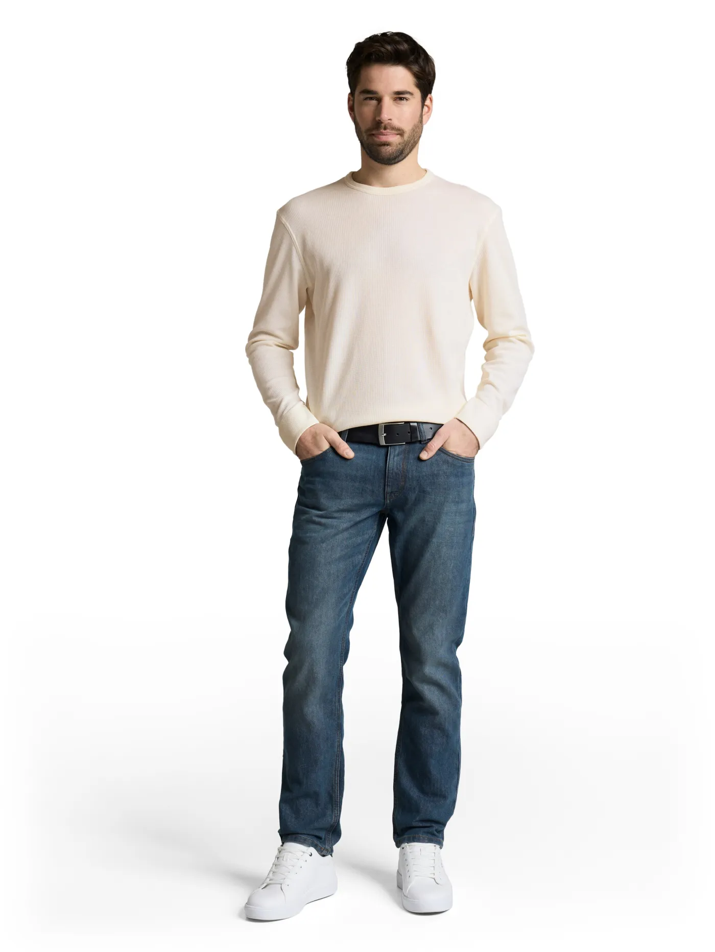 Langarmshirt mit Waffelstruktur