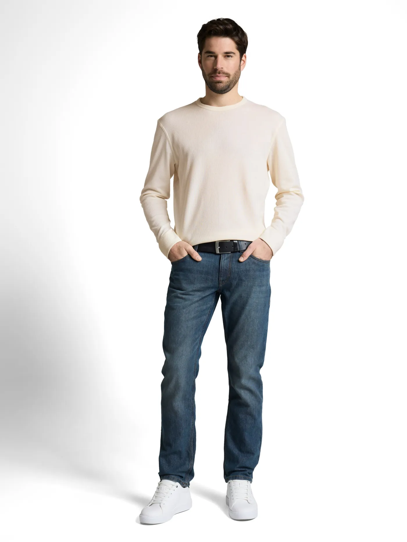 Langarmshirt mit Waffelstruktur