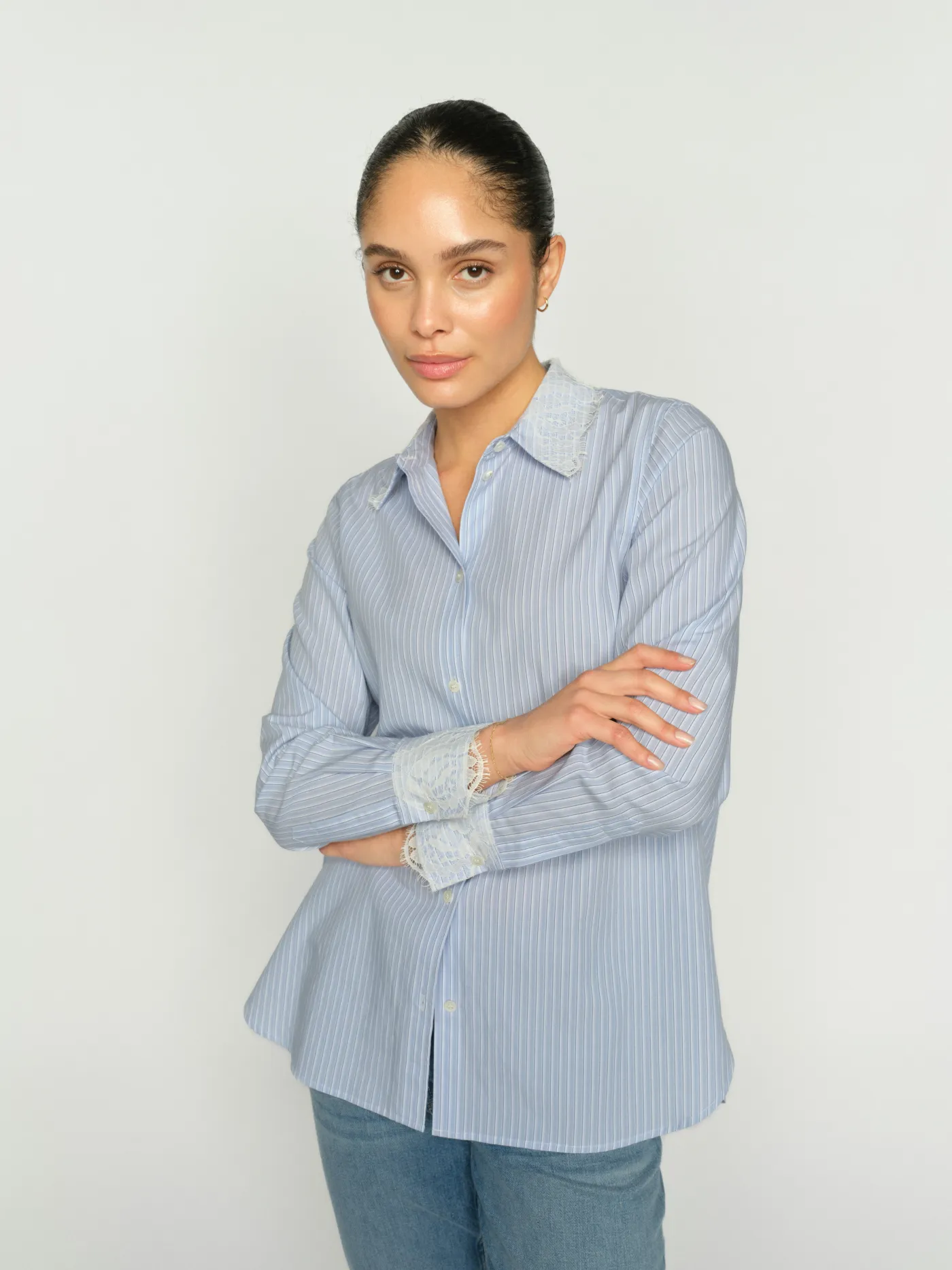 MMElinda Stripe Lace Shirt