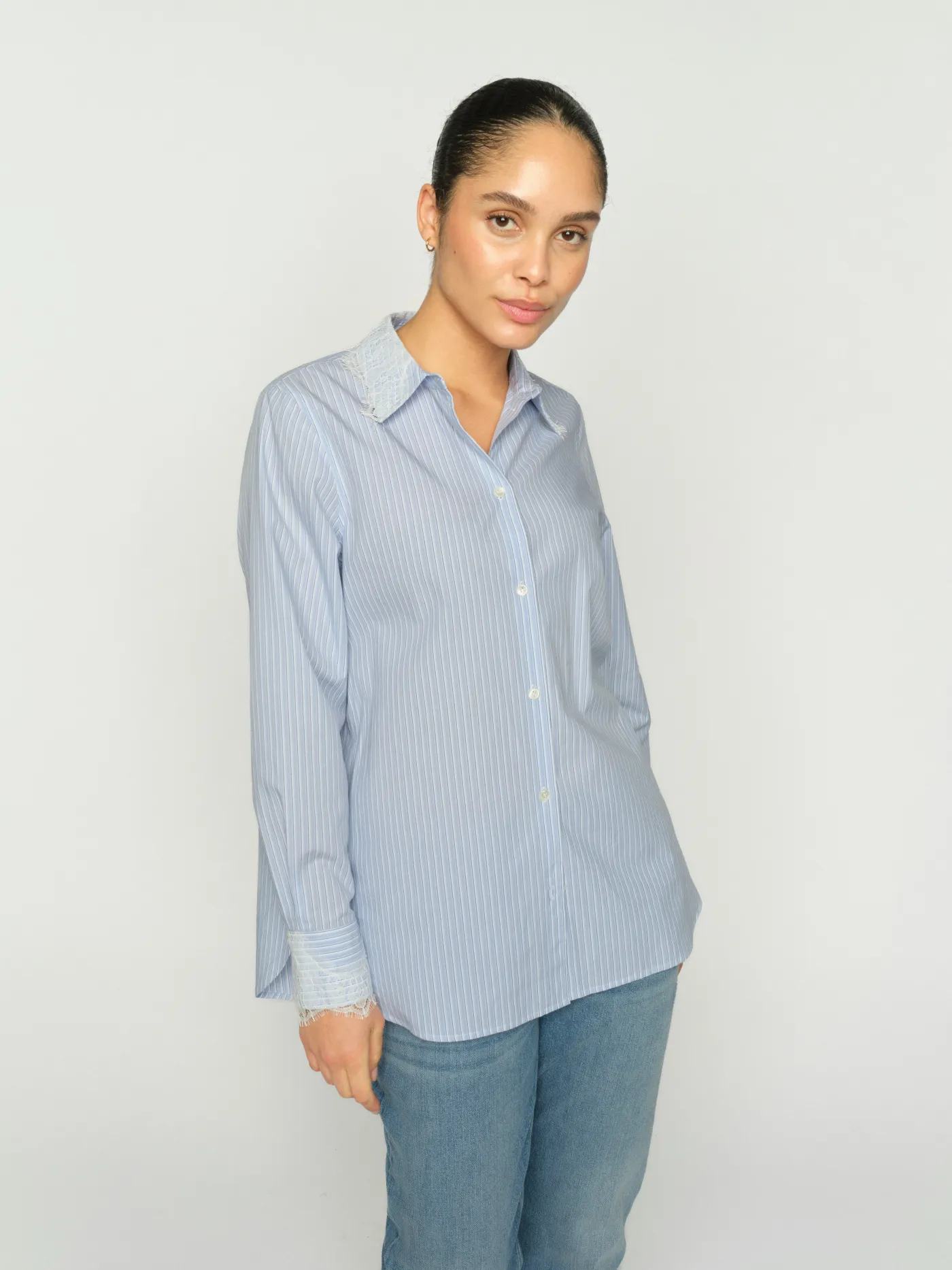 MMElinda Stripe Lace Shirt