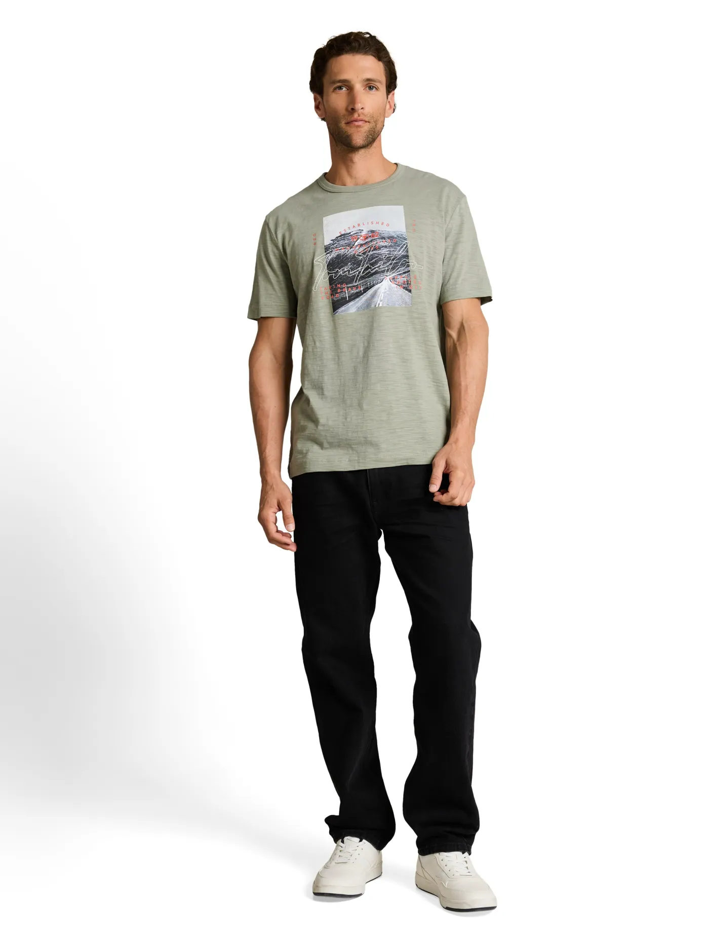 T-Shirt in Melange-Optik mit Fotoprint