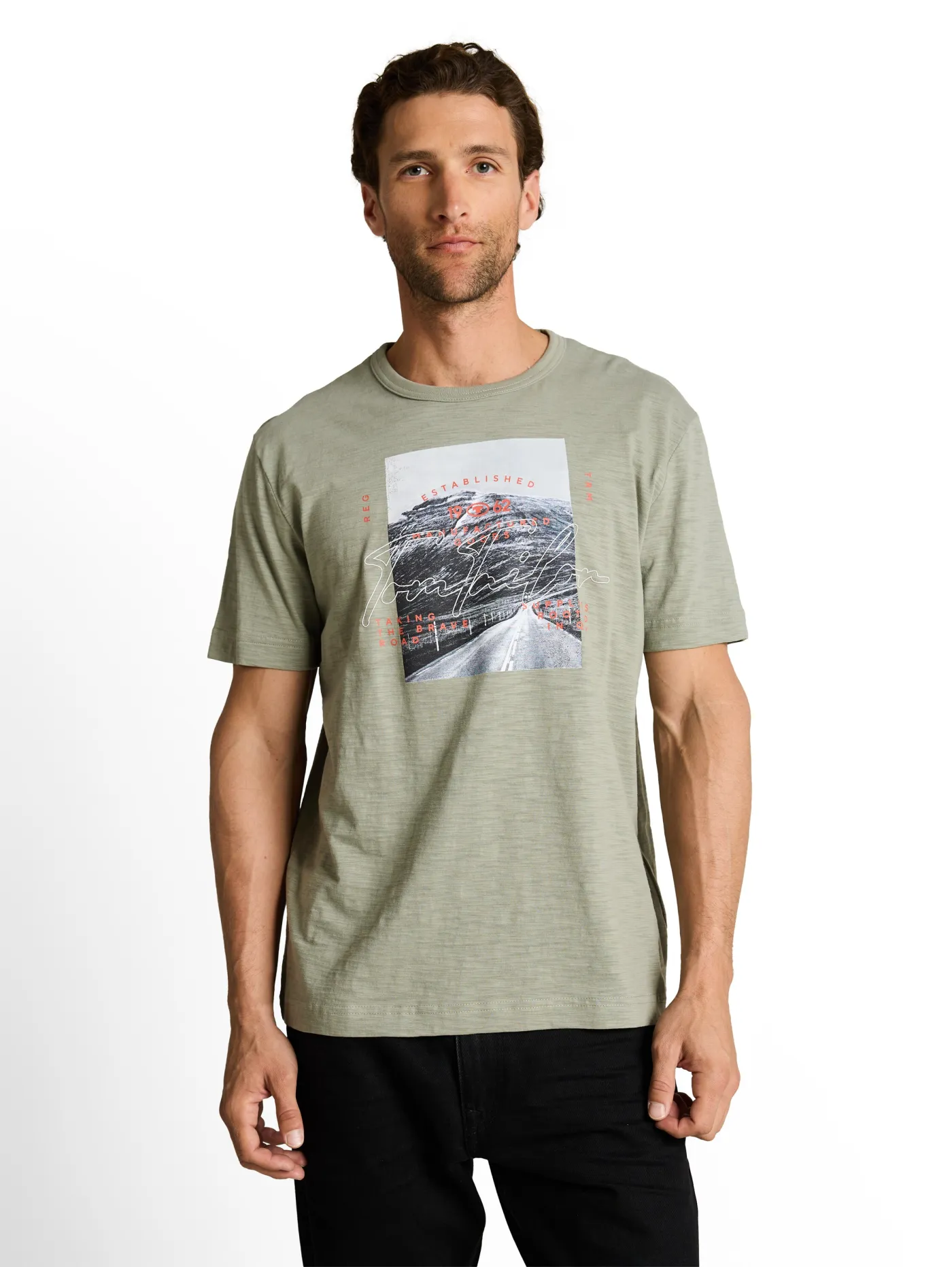 T-Shirt in Melange-Optik mit Fotoprint