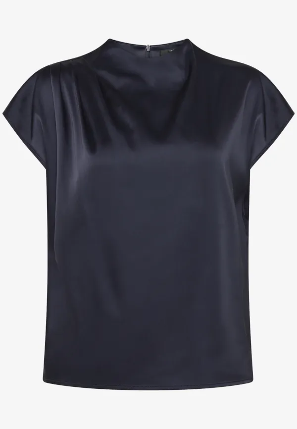 Satinbluse  mit Stehkragen