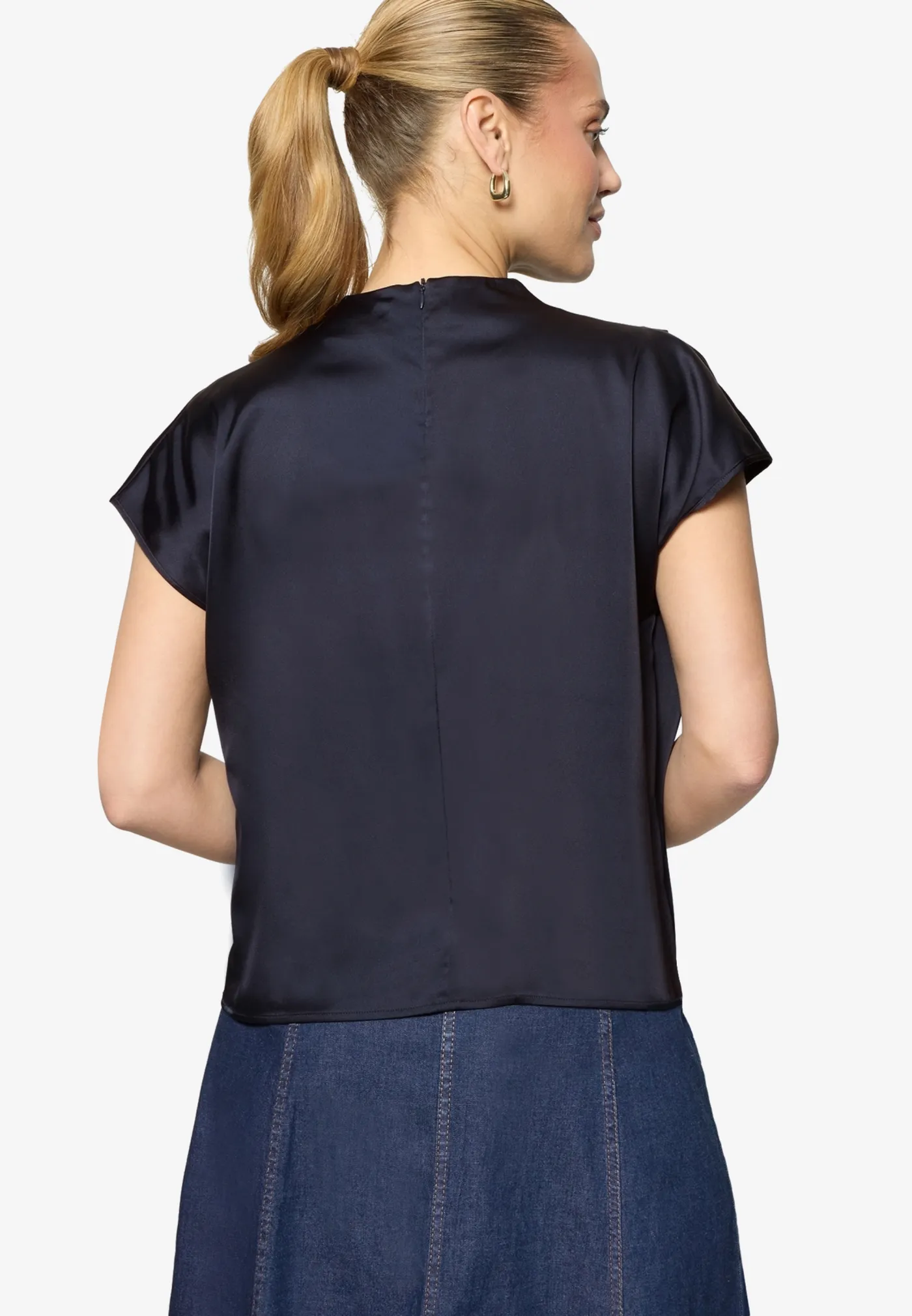 Satinbluse  mit Stehkragen