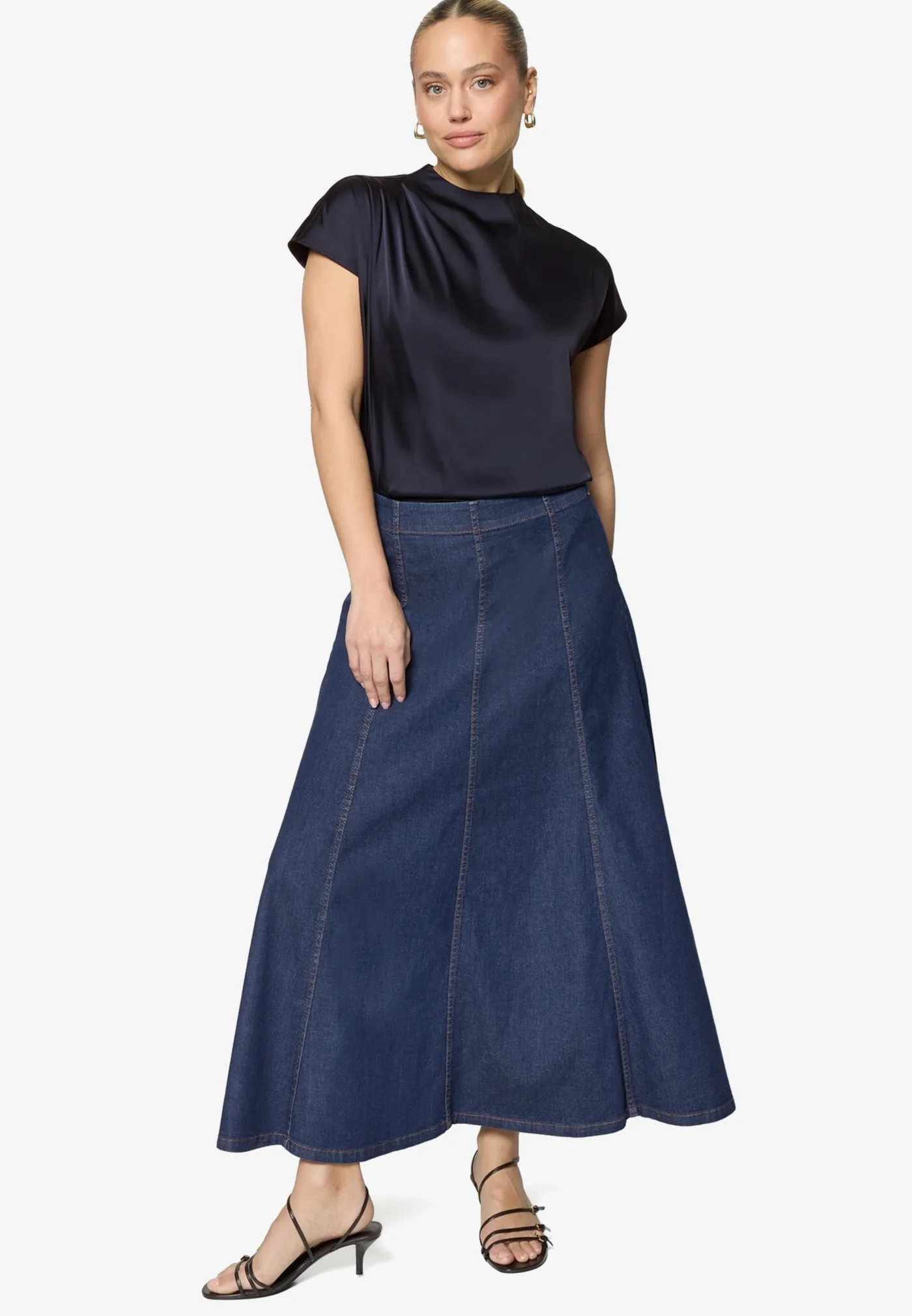 Satinbluse  mit Stehkragen