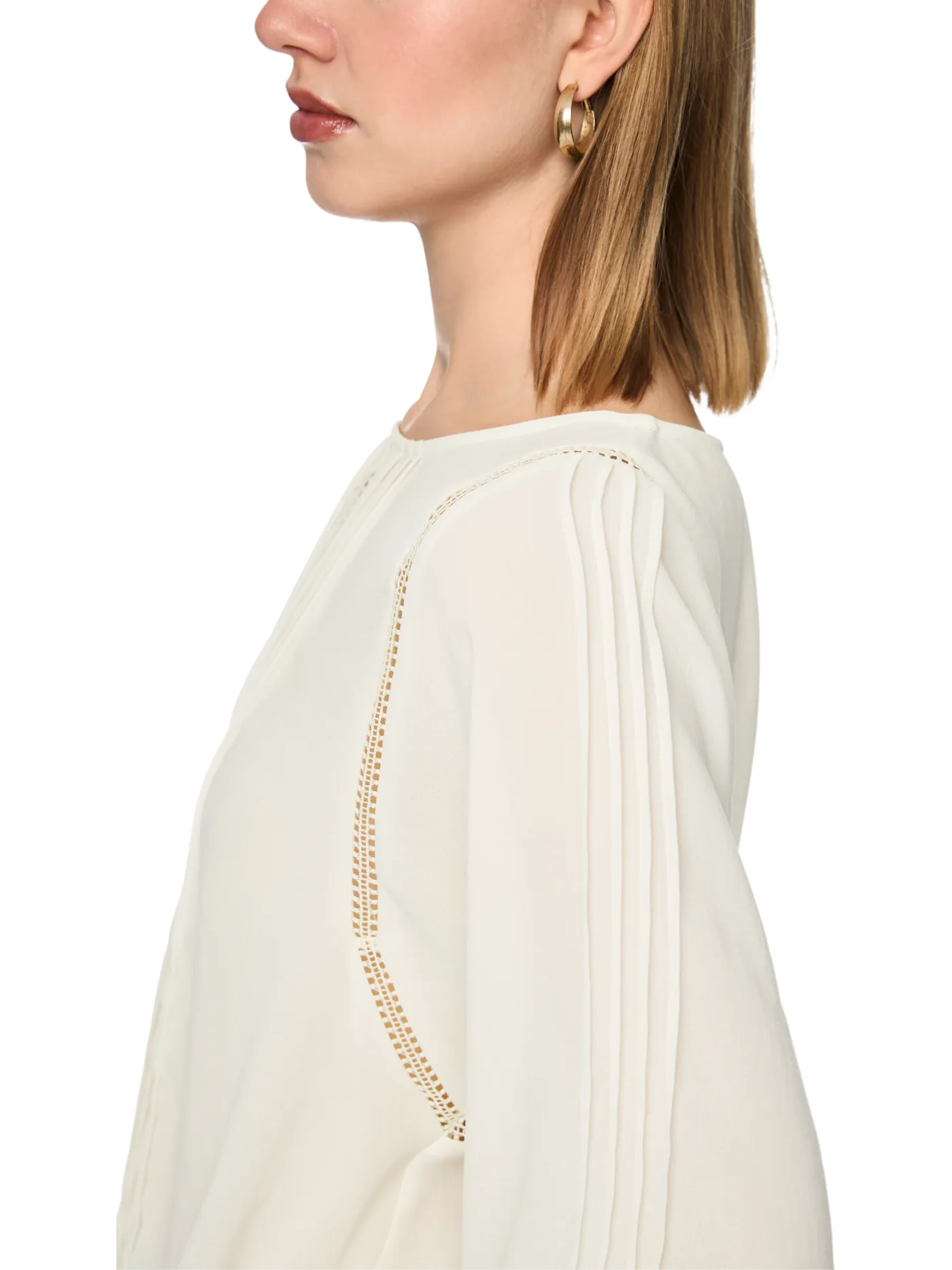 Bluse mit Spitze und Biesen