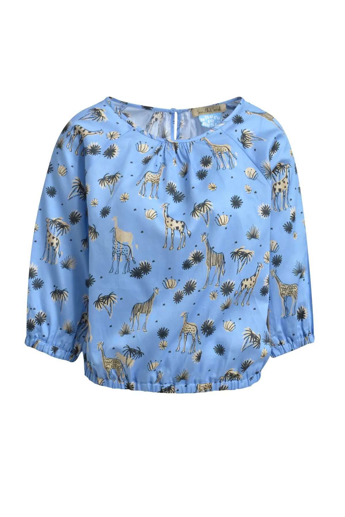 Cropped Raglan Blouse Elastic Hem