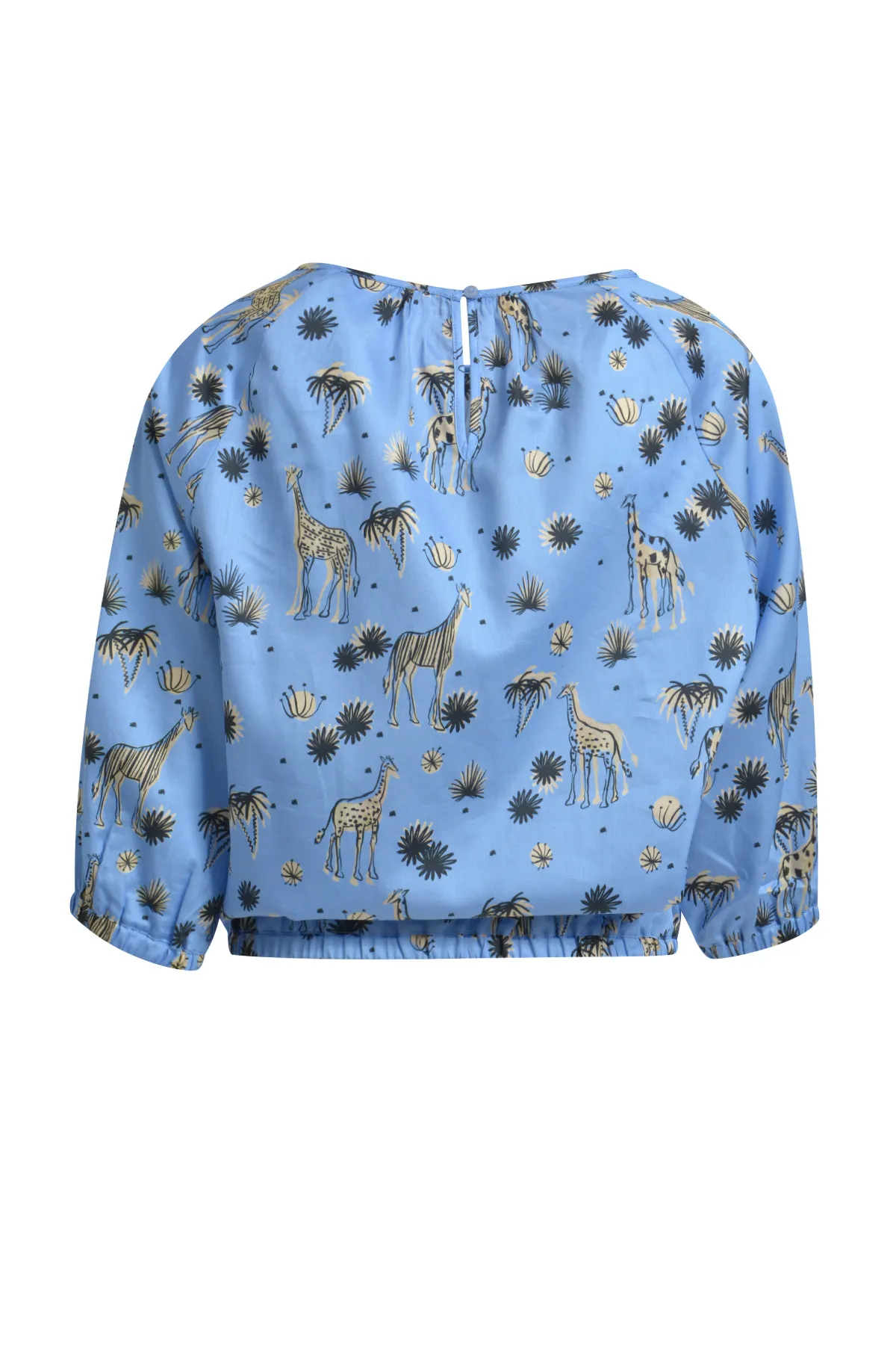 Cropped Raglan Blouse Elastic Hem