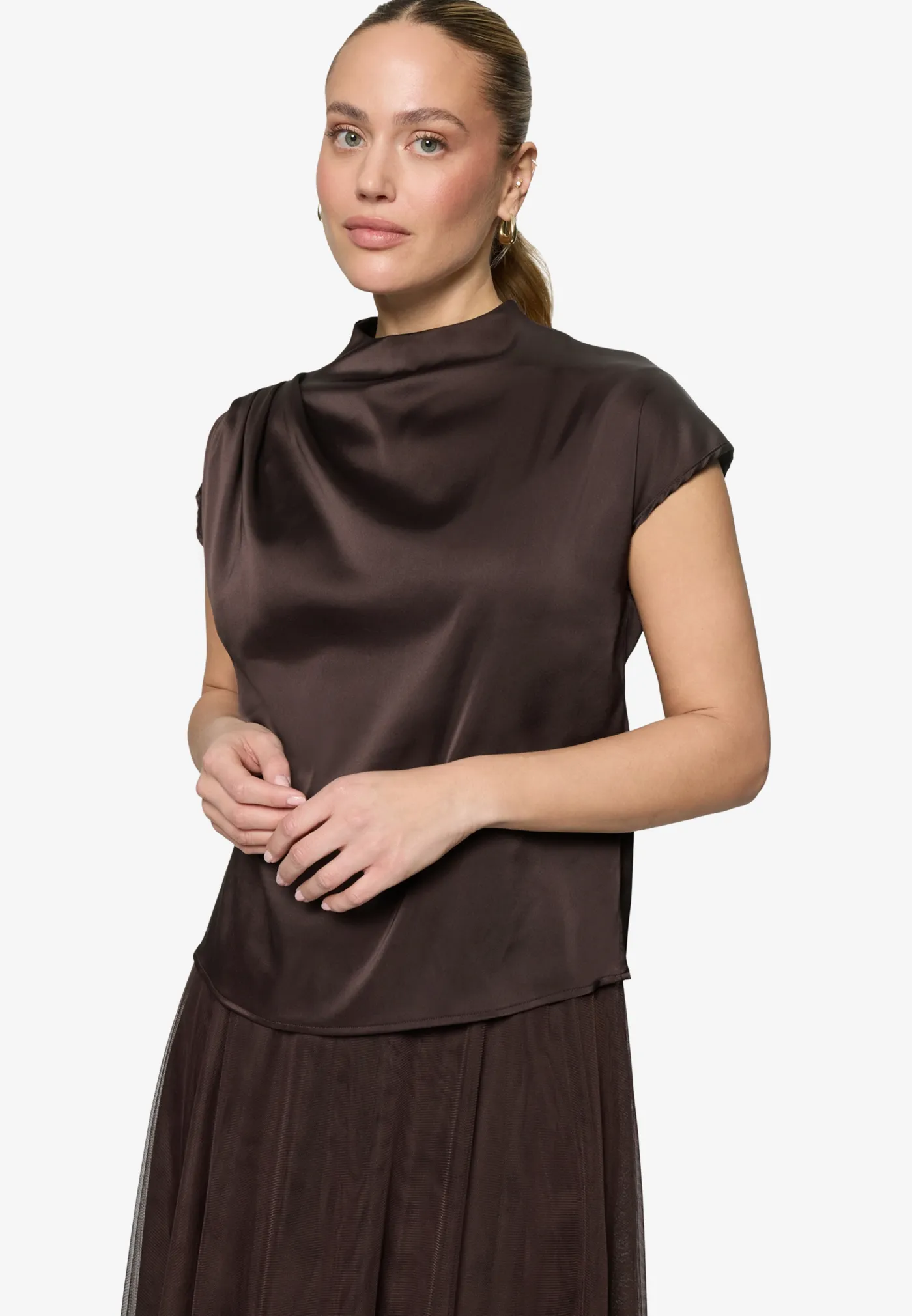 Satin-Bluse mit Kragen