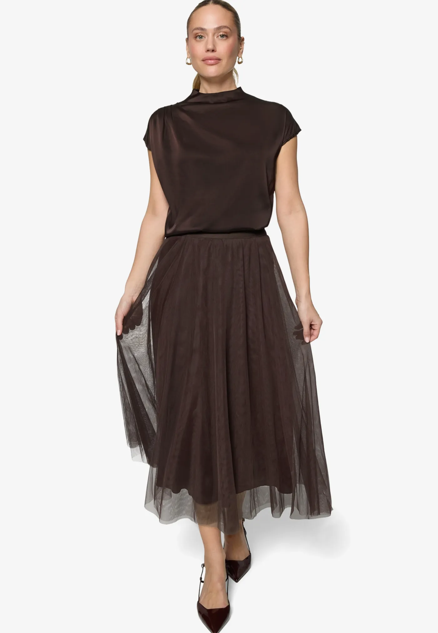 Satin-Bluse mit Kragen