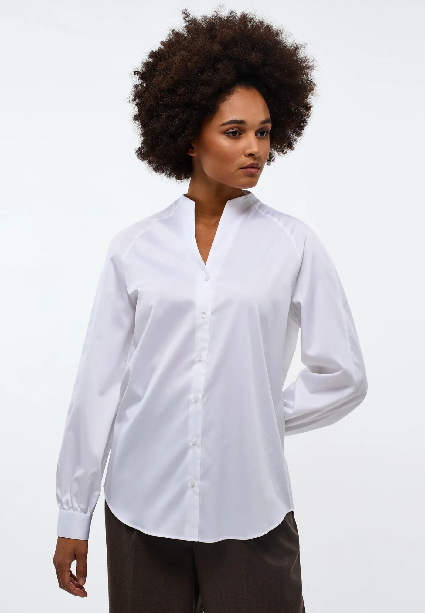 Satin Shirt Bluse Satingewebe Langarm