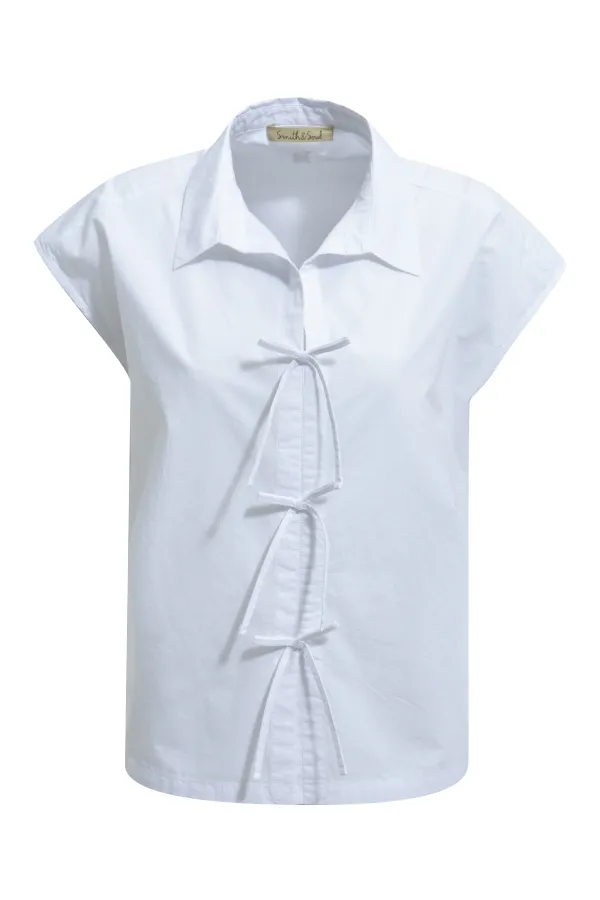Solid Blouse with Bows