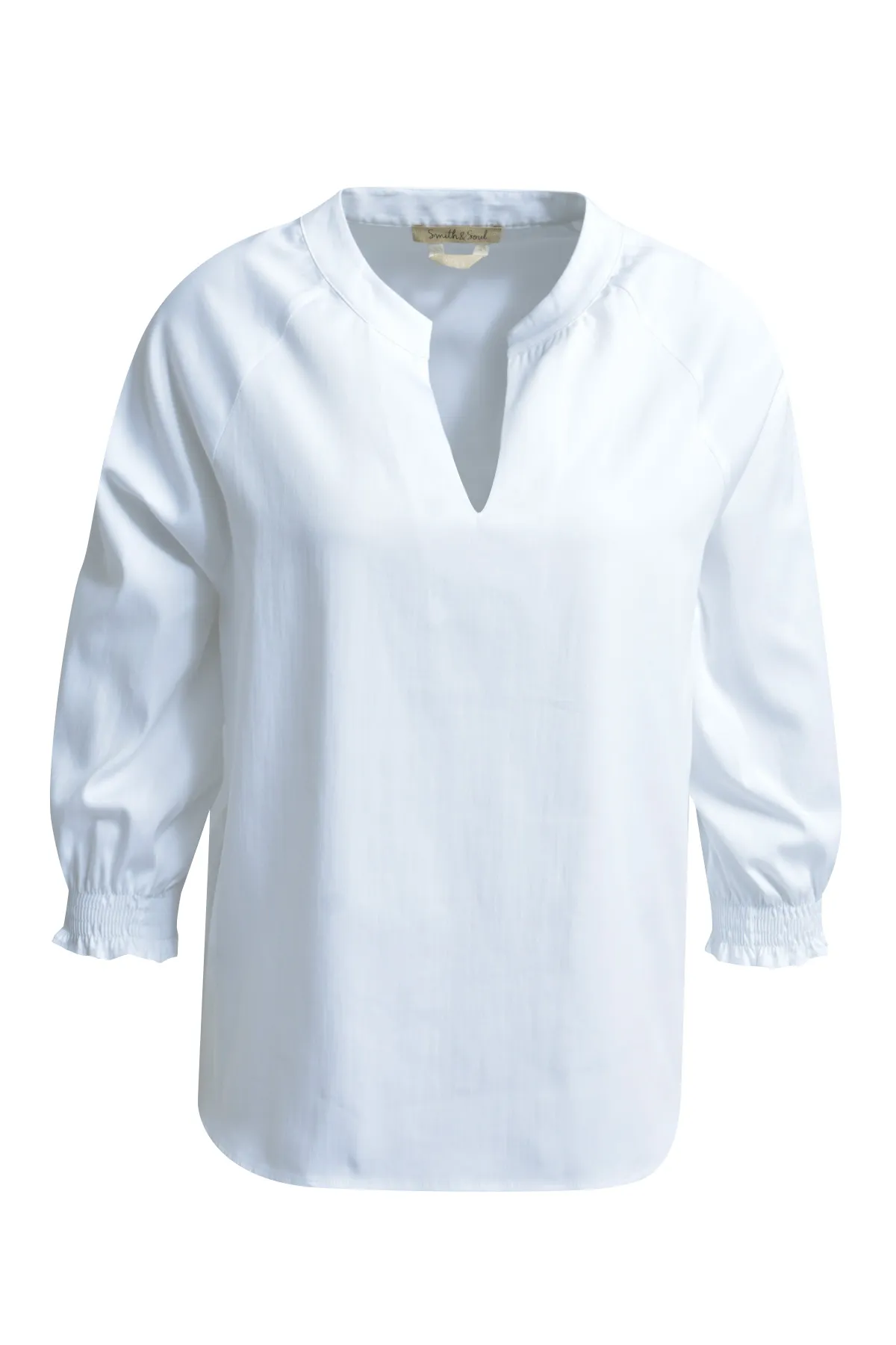 Solid V-neck Raglan Blouse