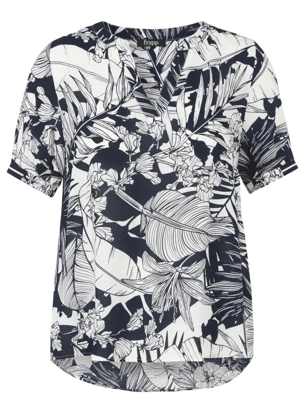 Bluse V-Ausschnitt 1/2 Arm Druck