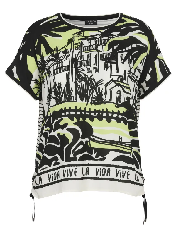 Bluse Rundhals 1/2 Arm Druck