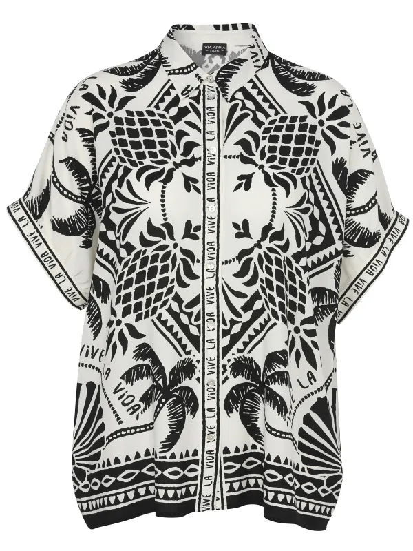 Bluse Hemdkragen ohne Arm  Druck