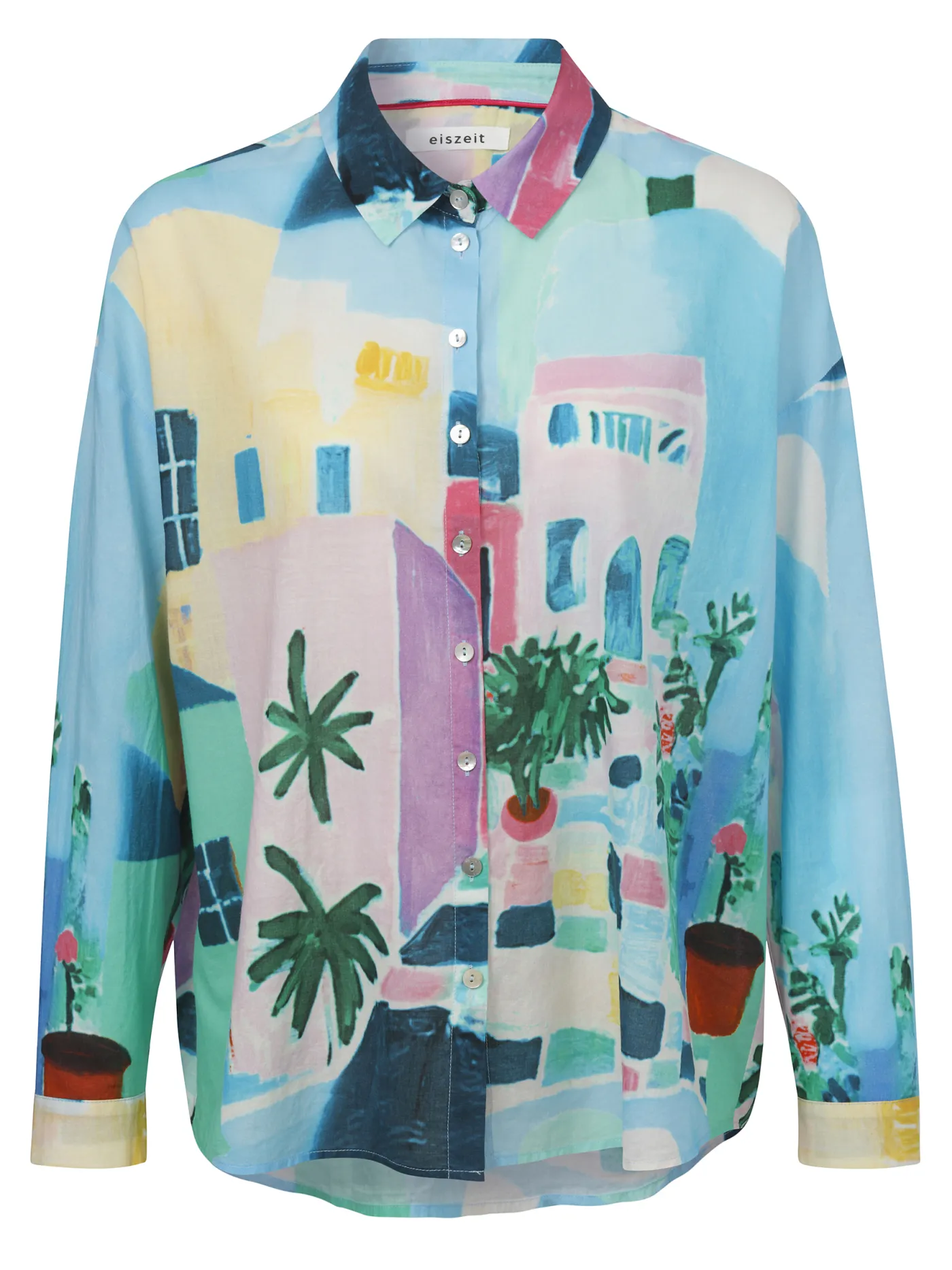 Bluse Hemdkragen 1/1 Arm Druck