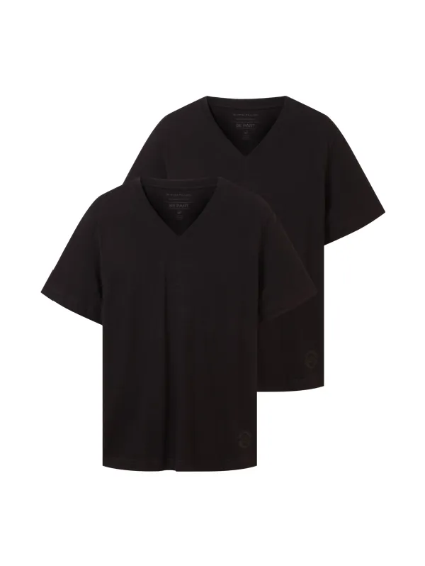 Basic T-Shirt im 2er-Pack mit V-Ausschnitt