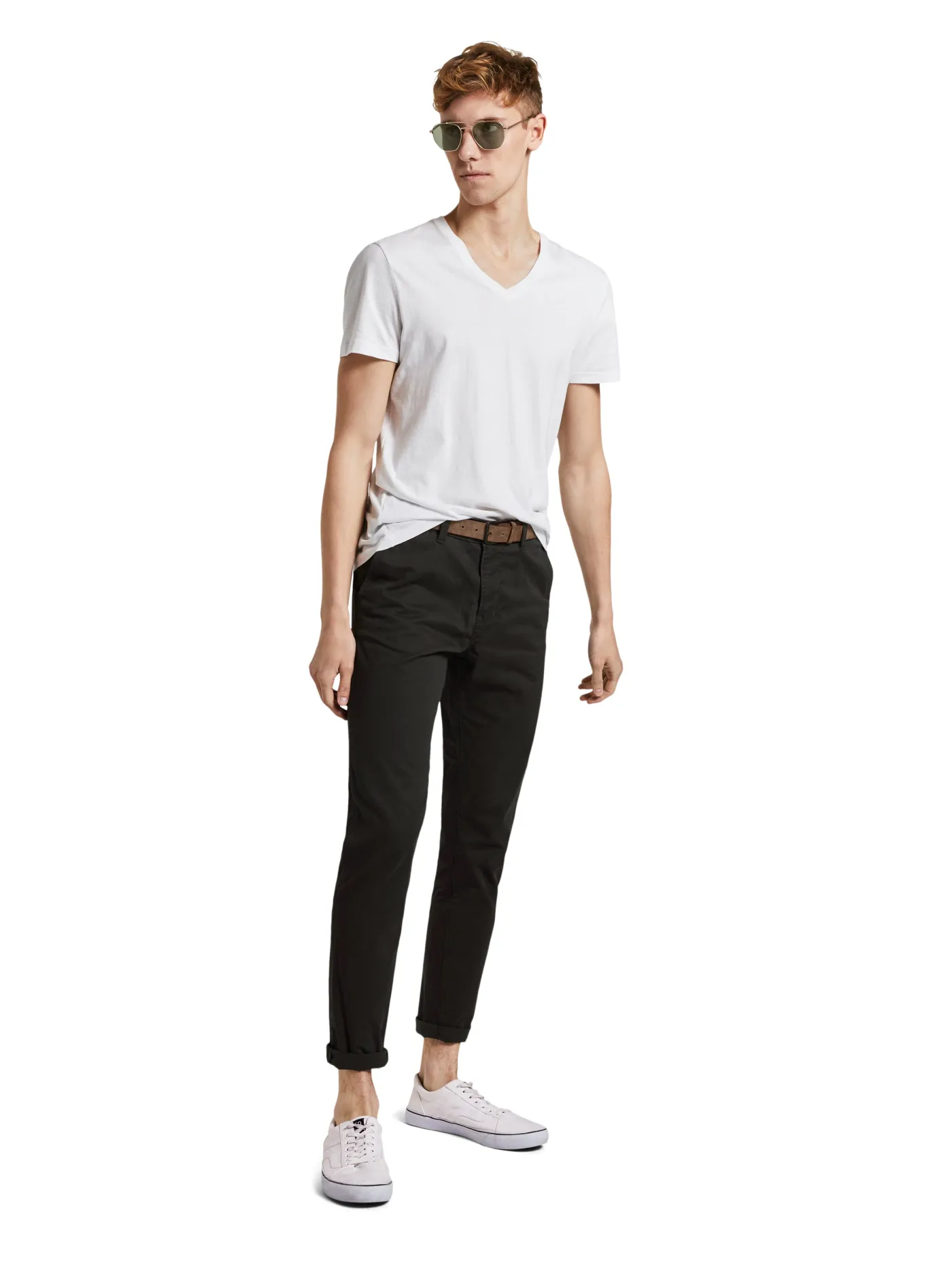 Slim Fit Chino Hose mit Gürtel